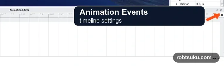 Animation Editorのtimeline設定からAnimation Eventsを表示する位置