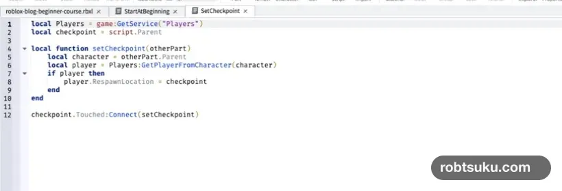 Checkpoint1へ入れたSetCheckpointのコード